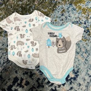 (2) Forest Friends Onesies - 18 months
